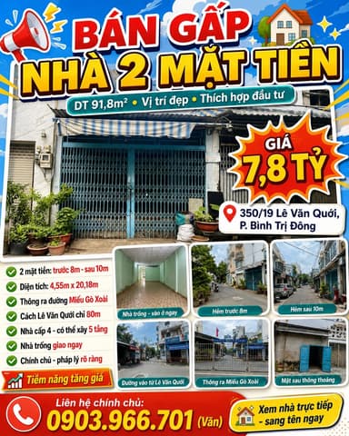Bán gấp nhà 2 mặt tiền